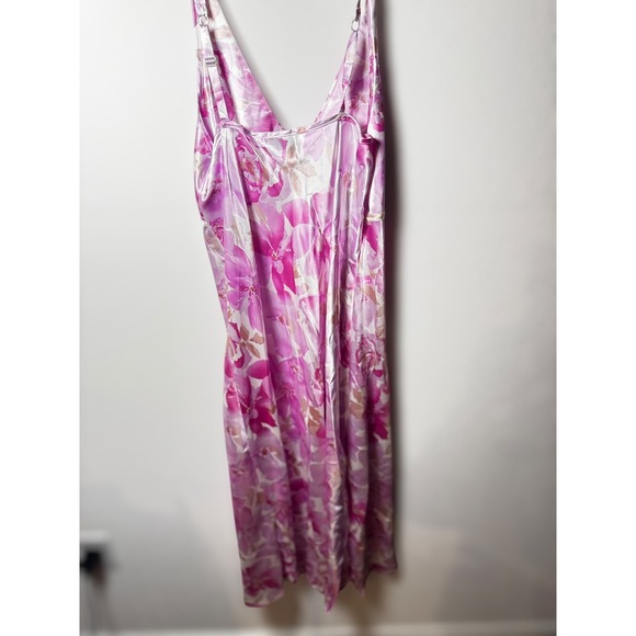 VTG Jones New York Floral‎ Romantic Satin Slip Dress Pink Spaghetti Strap Y2K - Picture 8 of 9